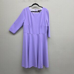 Dress Tells Dress Womens 3XL Purple Fit & Flare A Line 3/4 Sleeve Lined Stretch